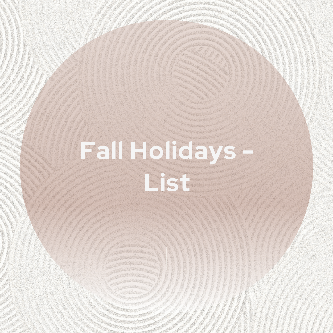 Fall Holidays - List